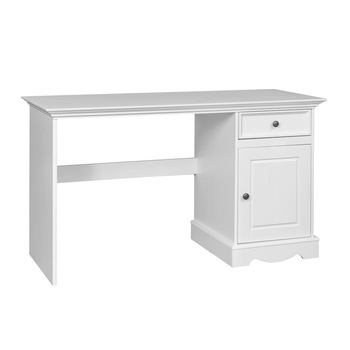 Birou Belluno Ambient din lemn masiv de pin de pin, alb, H 77 cm X L 130 cmx l 53 cm Birou Belluno Ambient din lemn masiv de pin de pin, alb, H 77 cm X L 130 cmx l 53 cm
