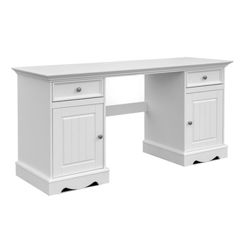 Birou Belluno Ambient din lemn masiv de pin, alb, H 77 cm X L 155 cm X l 53 cm Birou Belluno Ambient din lemn masiv de pin, alb, H 77 cm X L 155 cm X l 53 cm