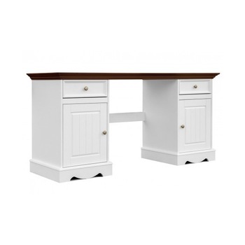 Birou Belluno Ambient din lemn masiv de pin, alb/ nuc, H 78 cm X L 155 cm X l 53 cm Birou Belluno Ambient din lemn masiv de pin, alb/ nuc, H 78 cm X L 155 cm X l 53 cm