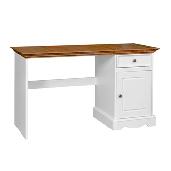 Birou Belluno Ambient din lemn masiv de pin de pin, alb/stejar, H 77 cm X L 130 cmx l 53 cm Birou Belluno Ambient din lemn masiv de pin de pin, alb/stejar, H 77 cm X L 130 cmx l 53 cm