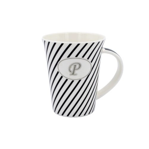 Cana din portelan, personalizata cu litera P, 275 ml