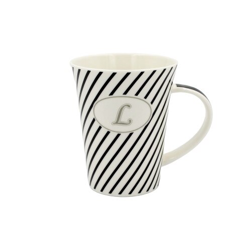 Cana din portelan, personalizata cu litera L, 275 ml