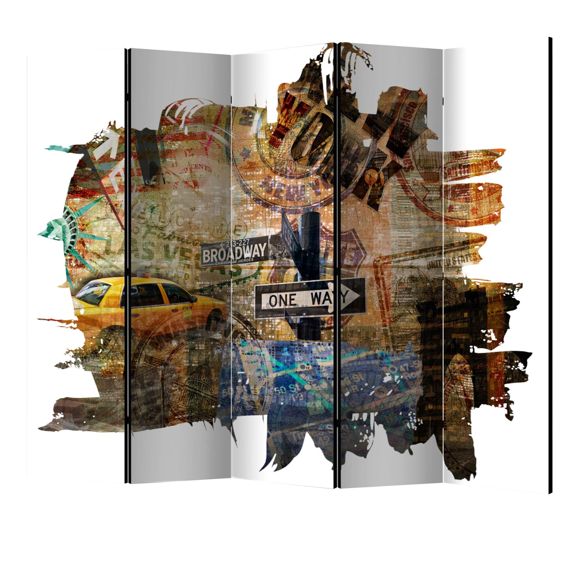 Paravan din 5 parti - New York Collage II - 225 x 172 cm