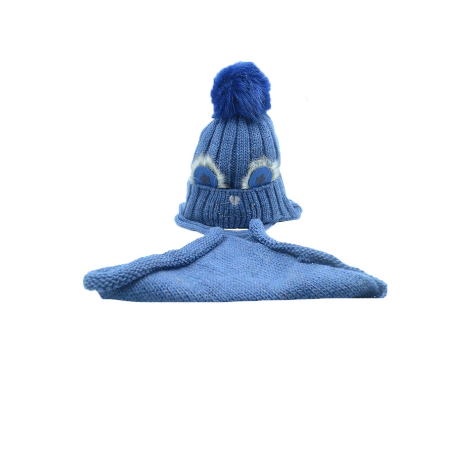 Set 2 piese caciula si fular pentru baieti Ambra CAB-03, Albastru, 46