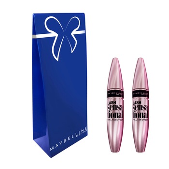 Pachet promo Maybelline New York: 2 x Mascara Lash Sensational Black, 9.5 ml Pachet promo Maybelline New York: 2 x Mascara Lash Sensational Black, 9.5 ml