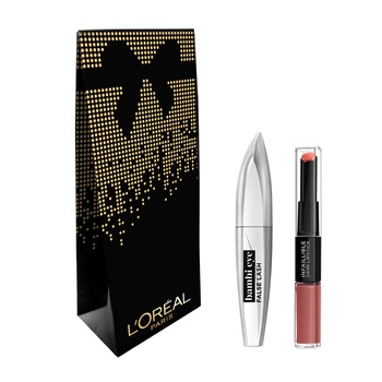 Set L'Oreal Paris: Mascara Bambi Eye False Lash 01 Black 8.9 ml, Ruj lichid rezistent la transfer Infaillible 24H, 312 Incessant Russet Set L'Oreal Paris: Mascara Bambi Eye False Lash 01 Black 8.9 ml, Ruj lichid rezistent la transfer Infaillible 24H, 312 Incessant Russet