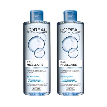 Pachet promo L'Oreal Paris: 2 x Apa micelara pentru piele sensibila, ten normal-mixt, 400 ml Pachet promo L'Oreal Paris: 2 x Apa micelara pentru piele sensibila, ten normal-mixt, 400 ml