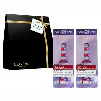 Pachet promo L'Oreal Paris: 2 x Fiole anti-age Revitalift Filler cu Acid Hialuronic, 7x1.3 ml Pachet promo L'Oreal Paris: 2 x Fiole anti-age Revitalift Filler cu Acid Hialuronic, 7x1.3 ml