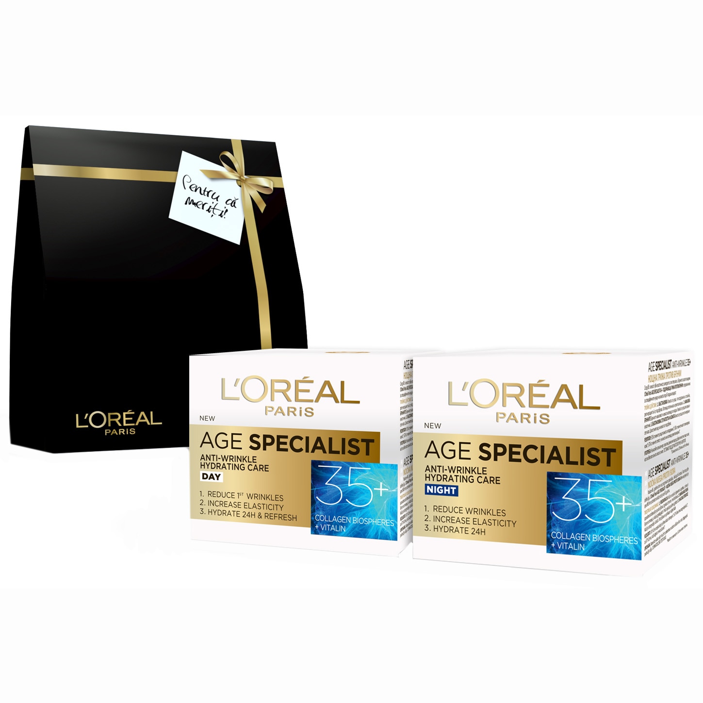 Pachet promo L'Oréal Paris Age Specialist 35+ antirid: Crema de zi, 50 ml + Crema de noapte, 50 ml
