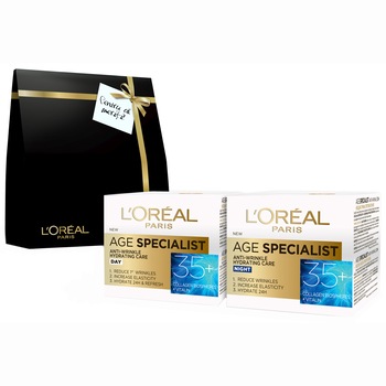 Pachet promo L'Oréal Paris Age Specialist 35+ antirid: Crema de zi, 50 ml + Crema de noapte, 50 ml Pachet promo L'Oréal Paris Age Specialist 35+ antirid: Crema de zi, 50 ml + Crema de noapte, 50 ml