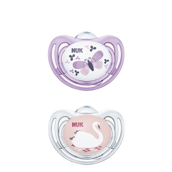 Set 2 suzete ortodontice din silicon Nuk Freestyle 736208M, Multicolor 6-18 luni Set 2 suzete ortodontice din silicon Nuk Freestyle 736208M, Multicolor 6-18 luni