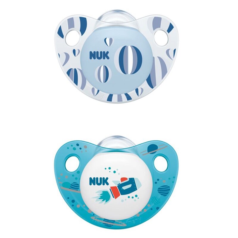 Set 2 suzete ortodontice din silicon Nuk Trendline 730072, Multicolor 0-6 luni