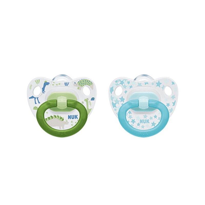 Set 2 suzete anatomice din silicon Nuk Happy Days 730128M, Multicolor 0-6 luni