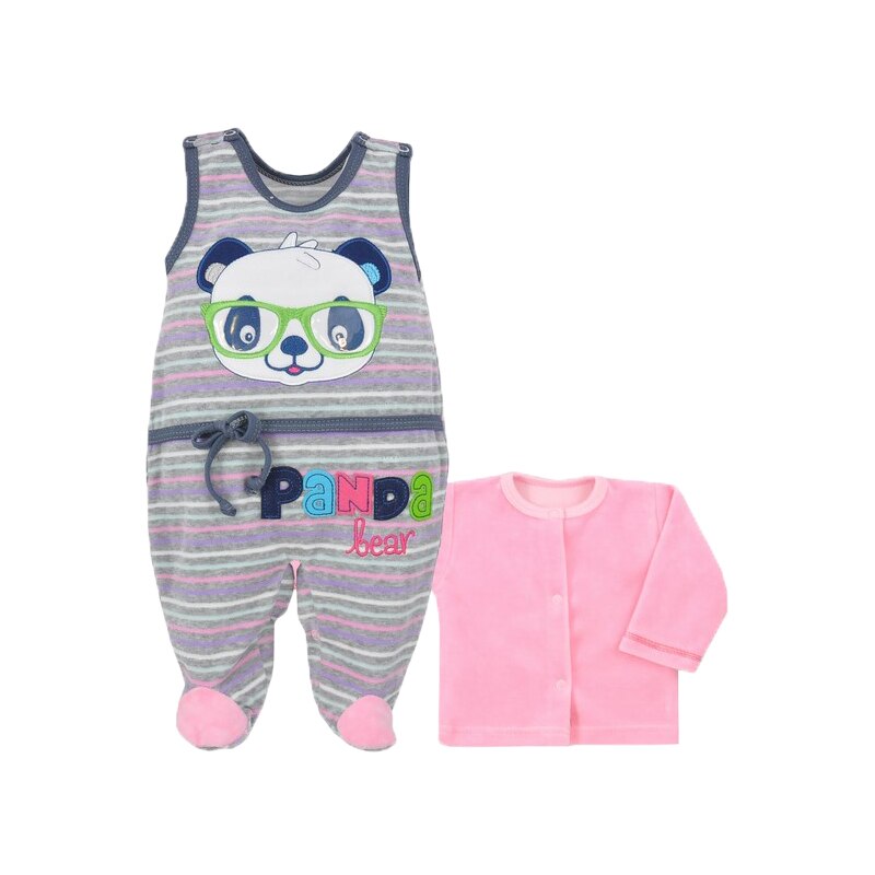 Compleu 2 piese salopeta si bluza pentru fete Koala Panda 04-538, Multicolor