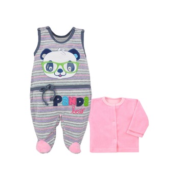 Compleu 2 piese salopeta si bluza pentru fete Koala Panda 04-538, Multicolor Compleu 2 piese salopeta si bluza pentru fete Koala Panda 04-538, Multicolor