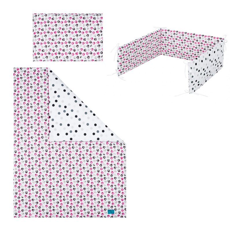 Set lenjerie de pat 3 piese pentru bebelusi 120 x 90 cm Kociaki Belisima P01-631, Multicolor