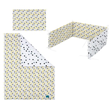 Set lenjerie de pat 3 piese pentru bebelusi 120 x 90 cm Kociaki P01-633, Multicolor Set lenjerie de pat 3 piese pentru bebelusi 120 x 90 cm Kociaki P01-633, Multicolor