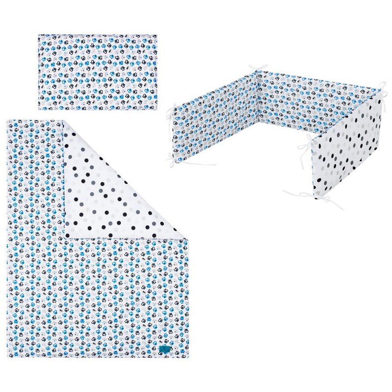 Set lenjerie de pat 3 piese pentru bebelusi 120 x 90 cm Kociaki P01-632, Multicolor