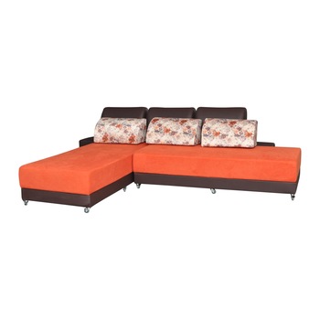 Coltar extensibil Sani Ankona cu Zona de Dormit 165/190 cm, Arcuri tip Bonell si 2 Tabureti, Maro / Portocaliu Coltar extensibil Sani Ankona cu Zona de Dormit 165/190 cm, Arcuri tip Bonell si 2 Tabureti, Maro / Portocaliu