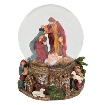 Glob Ornamental De Craciun cu Muzica, model Nasterea Domnului, 13 cm Glob Ornamental De Craciun cu Muzica, model Nasterea Domnului, 13 cm