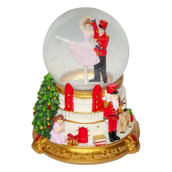 Glob Ornamental de Craciun cu Muzica si Lichid, model Spargator de Nuci, 17 cm Glob Ornamental de Craciun cu Muzica si Lichid, model Spargator de Nuci, 17 cm