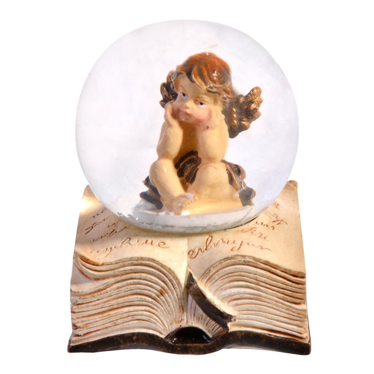 Glob de zapada cu ingeras decorativ de Craciun, 6 cm