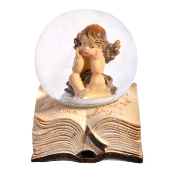 Glob de zapada cu ingeras decorativ de Craciun, 6 cm Glob de zapada cu ingeras decorativ de Craciun, 6 cm