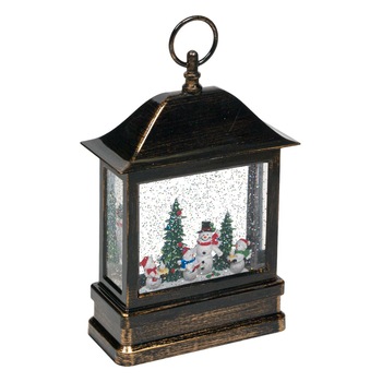 Felinar Ornamental de Craciun cu Lichid si Lumina, model Oameni de Zapada, 30 cm Felinar Ornamental de Craciun cu Lichid si Lumina, model Oameni de Zapada, 30 cm