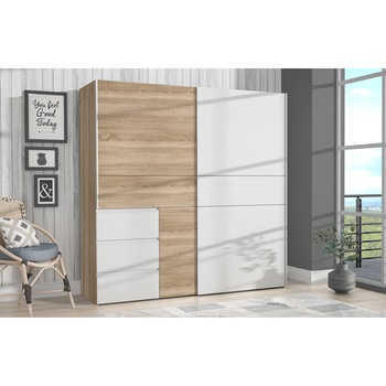 Dulap Kring Houston. usi culisante, sertare, culoare stejar sonoma, 200 x 200 x 61 cm Dulap Kring Houston. usi culisante, sertare, culoare stejar sonoma, 200 x 200 x 61 cm