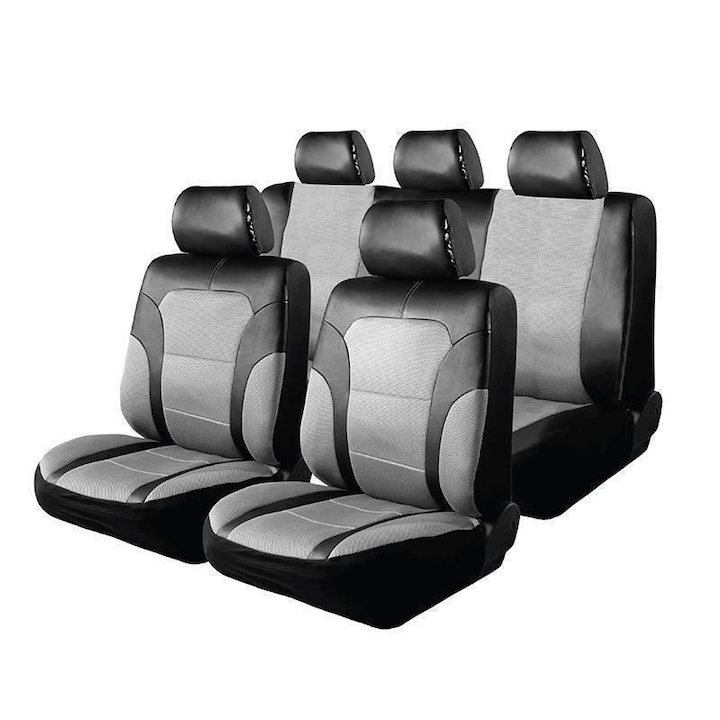 Калъфи за автомобилни седалки Kia Besta - Мрежа RoGroup Черно Сиво 9 броя