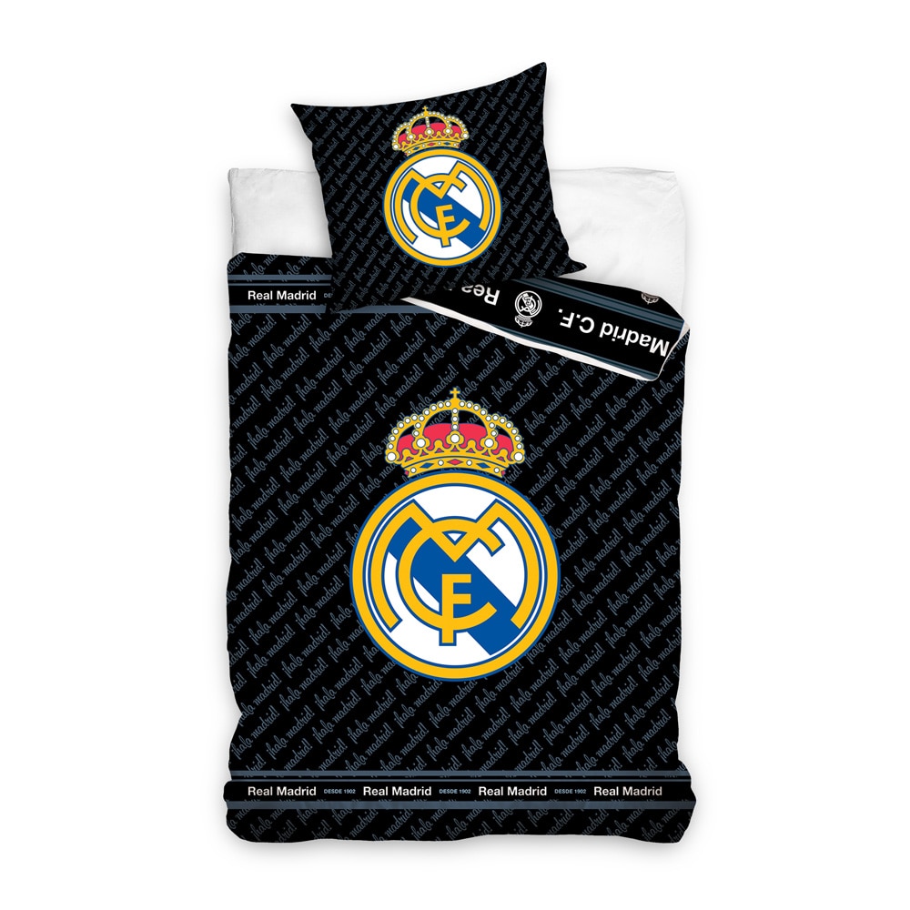 Lenjerie pat Real Madrid, 140x200cm + 70x90cm, 100% bumbac