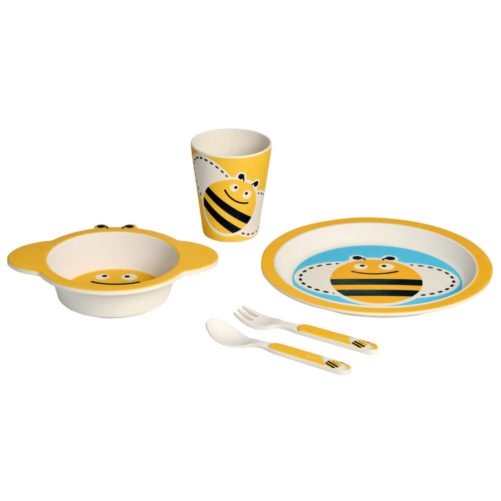 Set mic dejun din bambus, 5 piese, model albinuta, Adora
