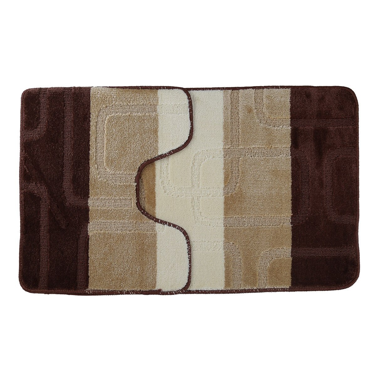 Set 2 covorase de baie Square, Maro, 60x100 cm + 60x50 cm