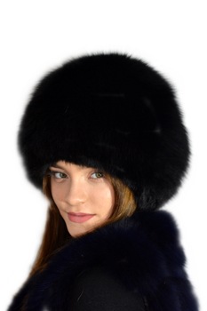Caciula din blana naturala de vulpe,model melc,neagra,adjustabila,masura 56 cm,Durava Caciula din blana naturala de vulpe,model melc,neagra,adjustabila,masura 56 cm,Durava