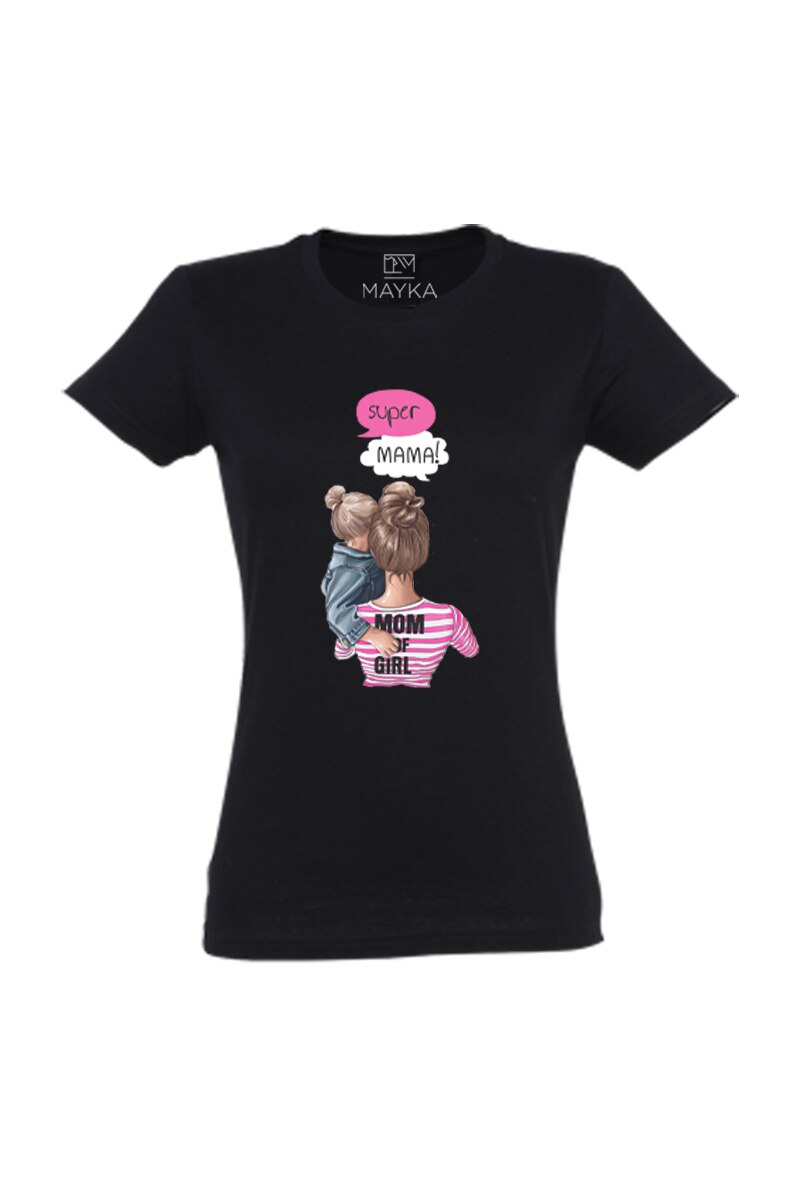 Tricou Femei-Mom of a girl, Negru