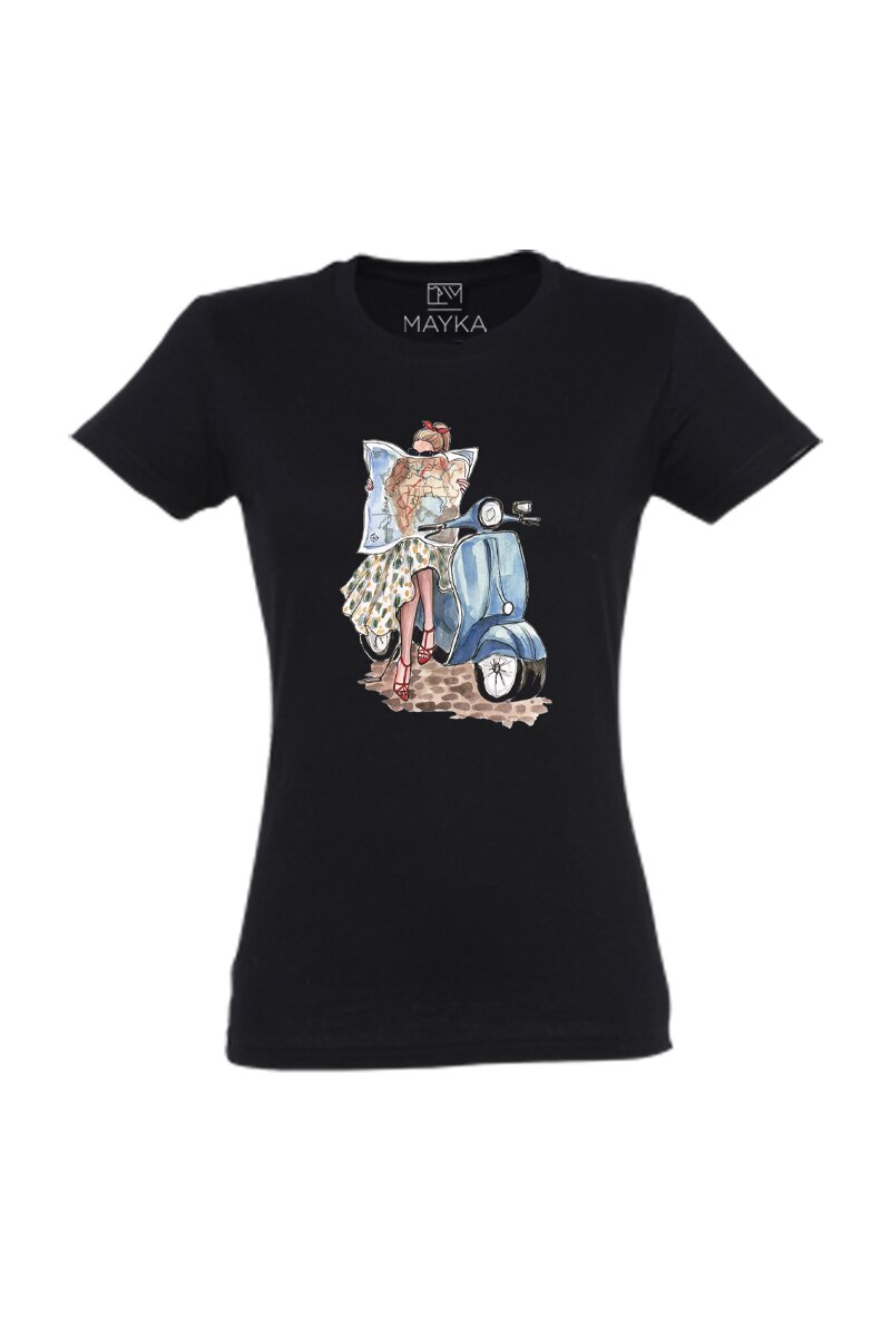 Tricou dama din bumbac 100%, MAYKA, model In calatorie