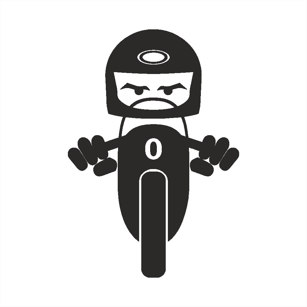 Sticker decorativ pentru perete, modern, Motocicleta Copii, utilizat pentru camera copiilor, hol, bucatarie si dormitor, Negru, PVC autocolant, 100 x 70 cm