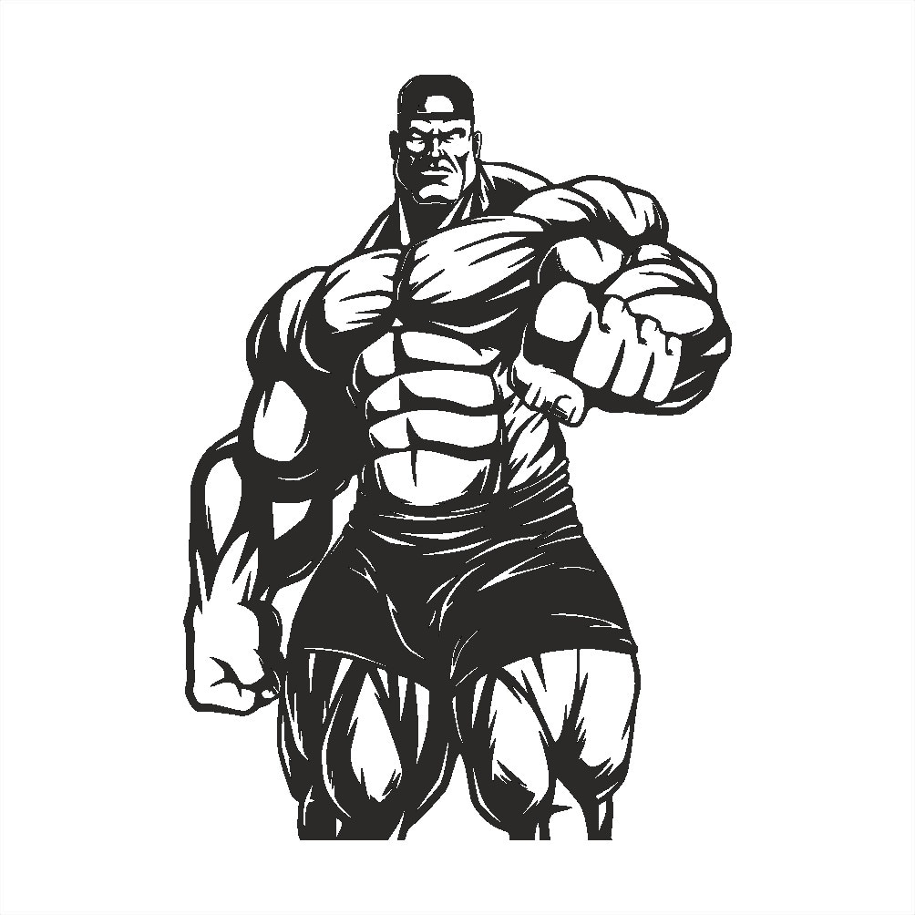 Sticker decorativ pentru perete, modern, bodybuilder, culturism, fitness, utilizat pentru sala de culturism, dormitor, hol, living si bucatarie, Negru, PVC autocolant, 100 x 140 cm