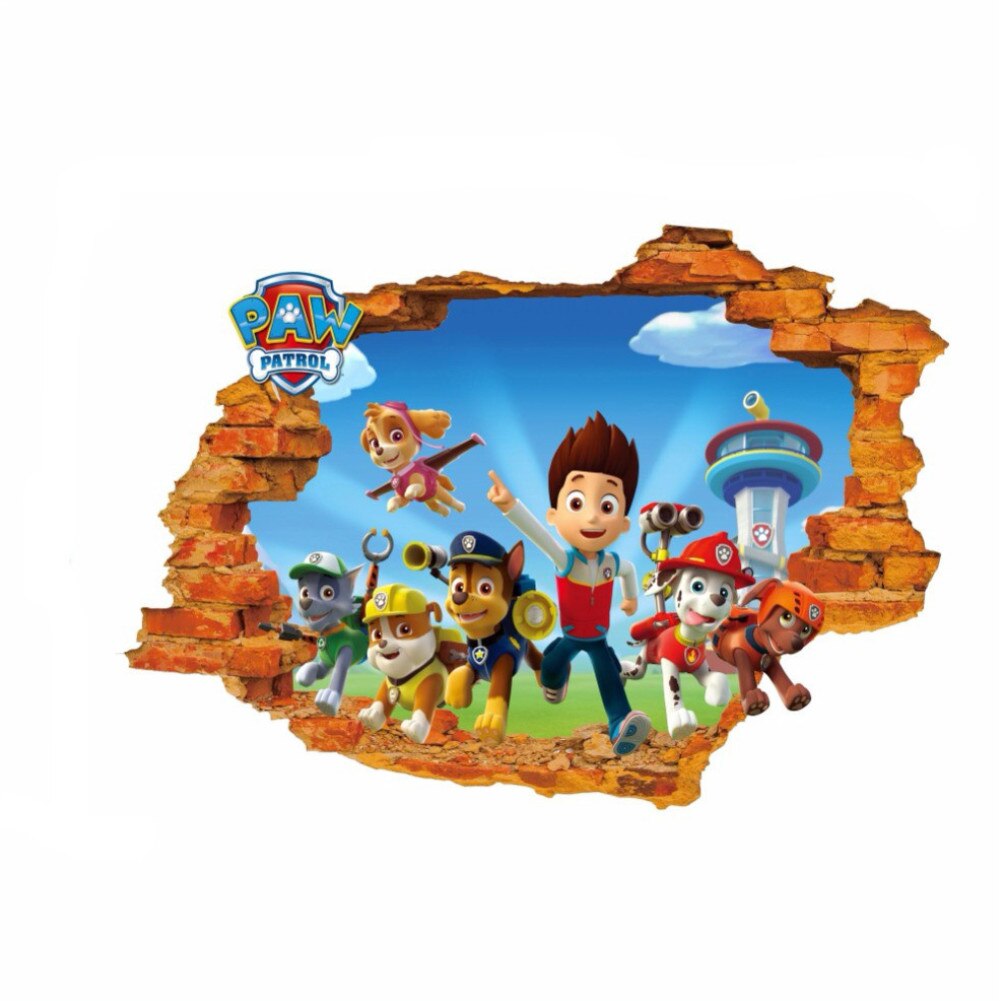 Sticker decorativ, pentru copii, Patrula catelusilor, Colorat, 70 x 50 cm