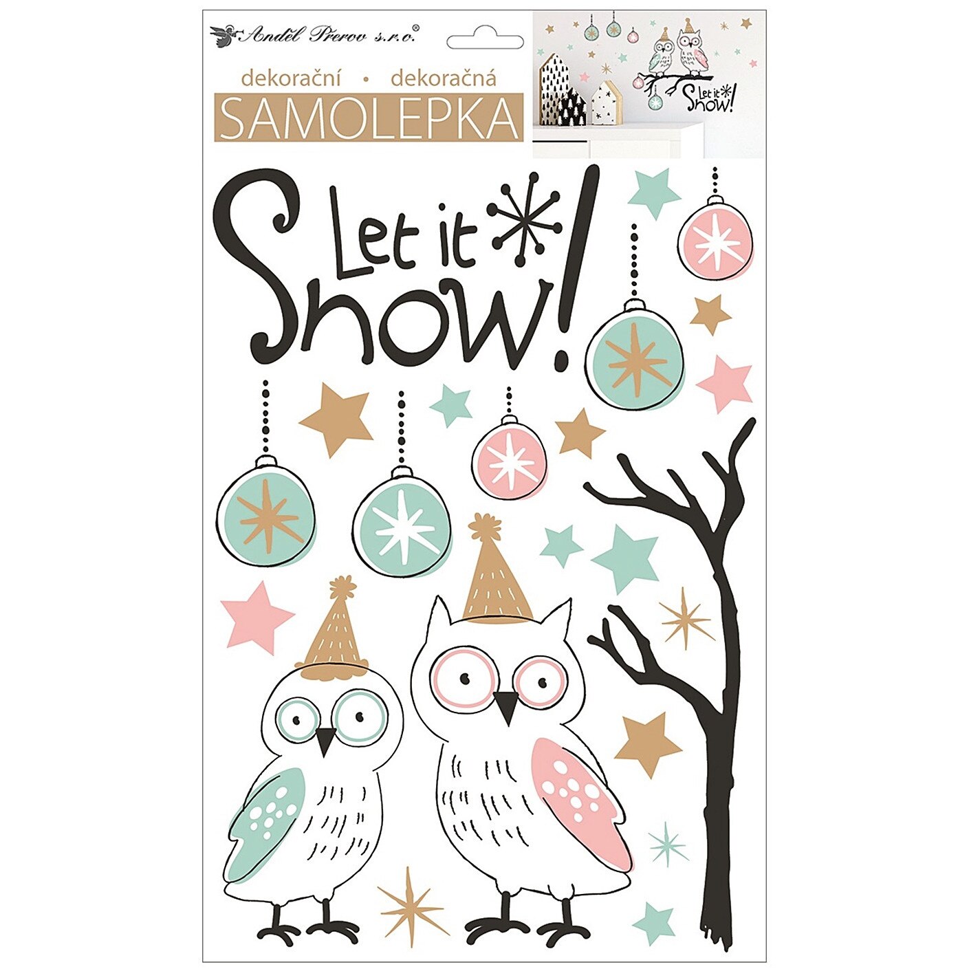 Sticker iarna in stil vintage - Let It Snow, 25 x 42 cm