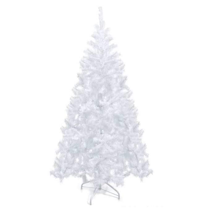 Brad artificial de Craciun Lumi LUXURY®, alb, 1.5 m, 400 crengute, include suport metalic