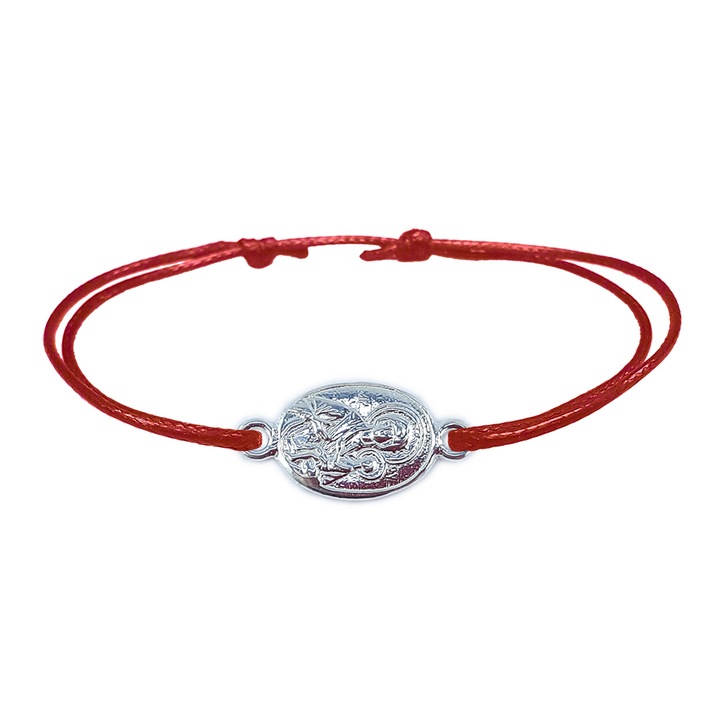 Регулируема гривна с кабел със сребърен медальон Дева Мария и бебето Исус 4252150 Dras