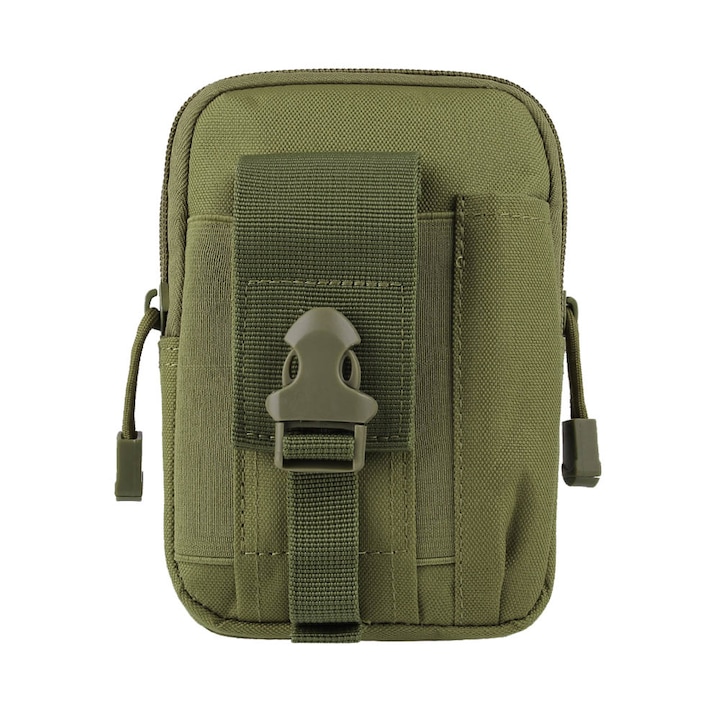 Мъжка чанта, Zola®, регулируема презрамка, 2 джоба, 12x18x6 см, камуфлажно зелена