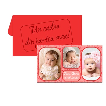 Marturii botez, magneti personalizati cu trei fotografii, dimensiune 10 cm x 5.5 cm nuanta rosie Marturii botez, magneti personalizati cu trei fotografii, dimensiune 10 cm x 5.5 cm nuanta rosie