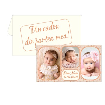 Marturii botez, magneti personalizati cu trei fotografii, dimensiune 10 cm x 5.5 cm nuanta ivoire Marturii botez, magneti personalizati cu trei fotografii, dimensiune 10 cm x 5.5 cm nuanta ivoire