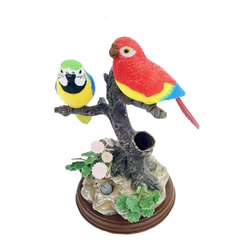 Decoratiune din pvc cu papagali cu miscari si sunete, rosu, 15 cm Decoratiune din pvc cu papagali cu miscari si sunete, rosu, 15 cm
