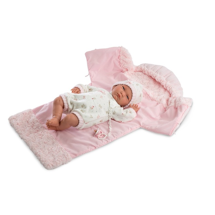 Papusa Llorens Lala cu saculet roz, 42 cm