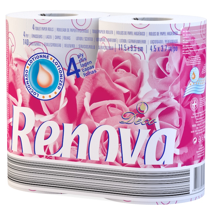 Renova Deco Illatosított wc papír, 4 tekercs, 4 réteg, Fehér