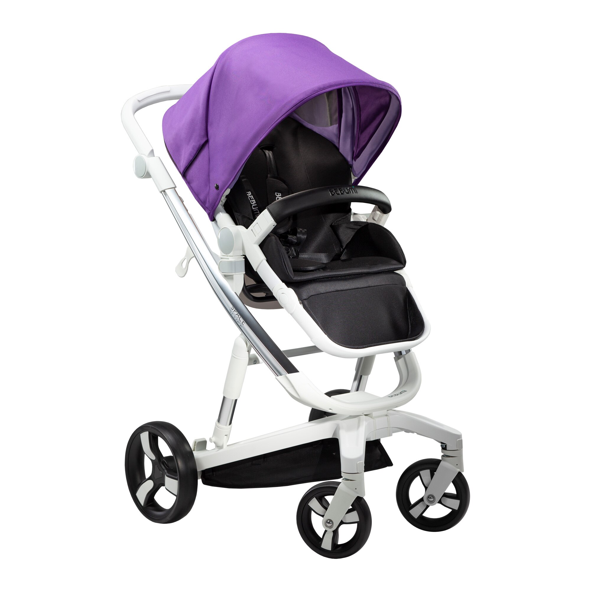 Carucior Bebumi Space, Silver frame Purple , cu frana automata, 2020