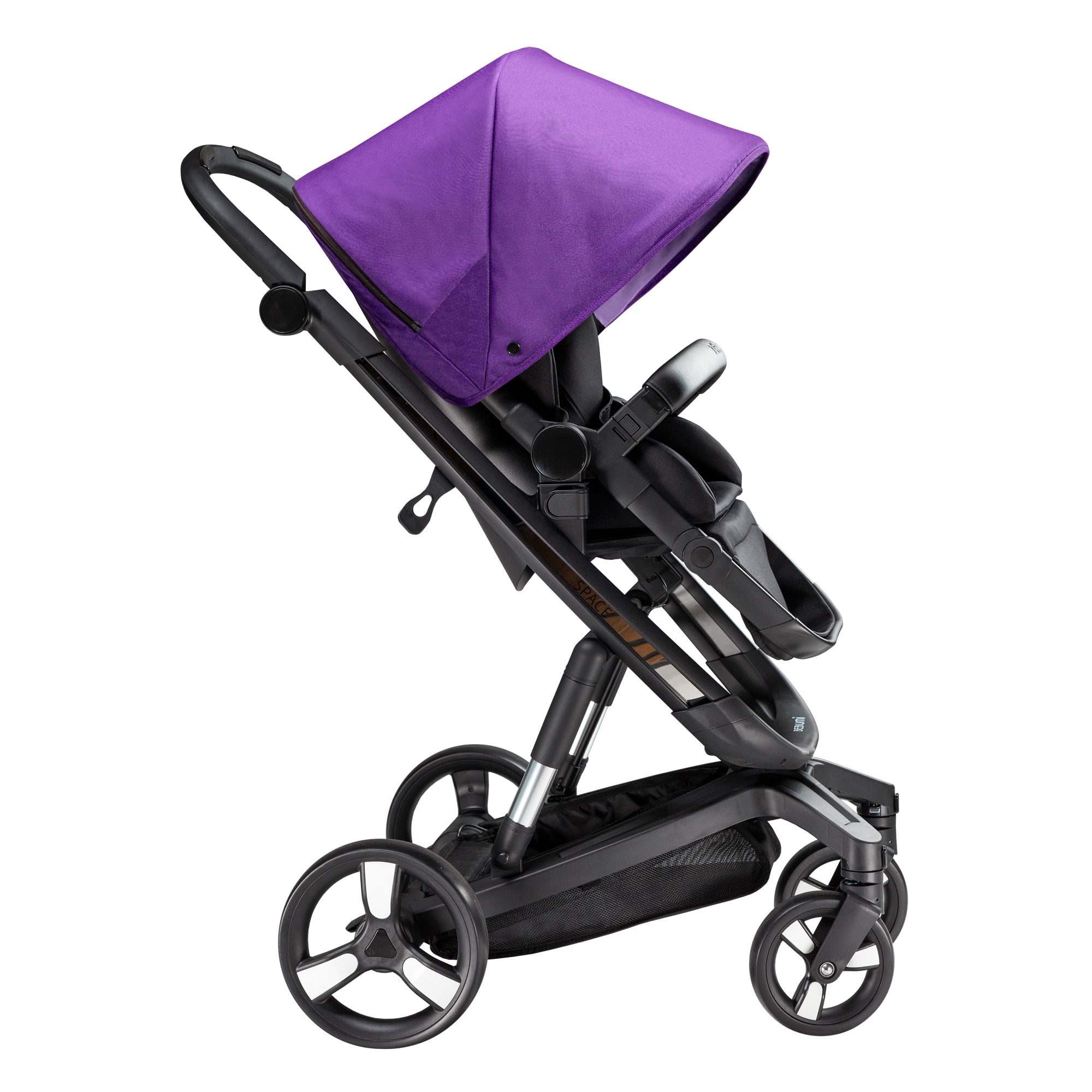 Carucior Bebumi Space, Cadru Negru, Mov, cu frana automata, 2020